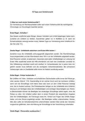 10 Tipps zum Verkehrsrecht 1) Was tun nach ... - ra-schmedes.de