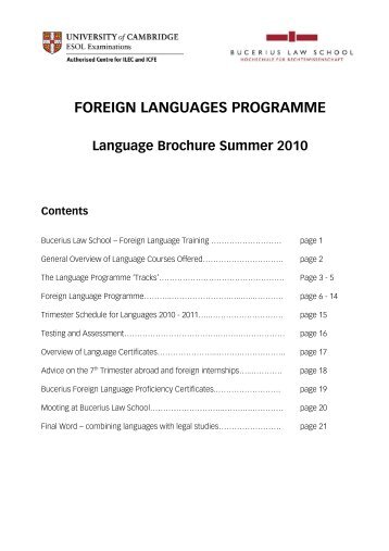 FOREIGN LANGUAGES PROGRAMME - Bucerius Law School