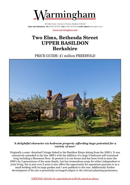 Two Elms, Bethesda Street UPPER BASILDON ... - Warmingham