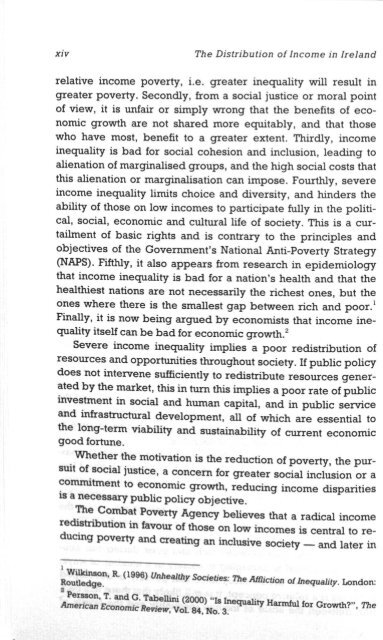 The Distribution of Income in Ireland (2000) - Combat Poverty Agency