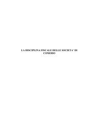 LA DISCIPLINA FISCALE DELLE SOCIETA' DI COMODO