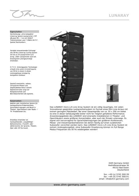 Ohm LUNARAY-DD - SLD Mediatec