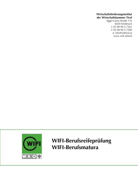 WIFI-Berufsreifeprüfung WIFI-Berufsmatura - WIFI Tirol