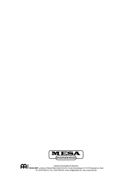Bedienungsanleitung - Mesa Boogie