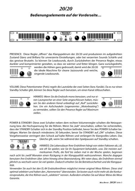 Bedienungsanleitung - Mesa Boogie