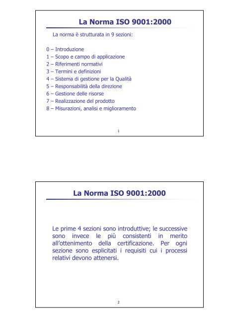 dal TQM alle certificazioni ISO 9000 - La norma ISO 9001