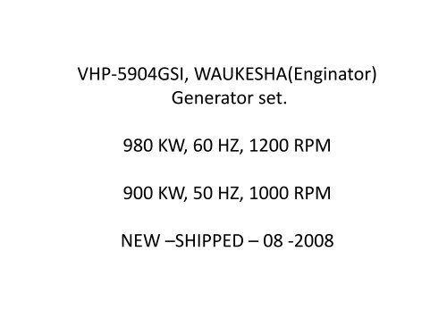 VHP-5904GSI, WAUKESHA(Enginator) Generator set ... - Kraft Power