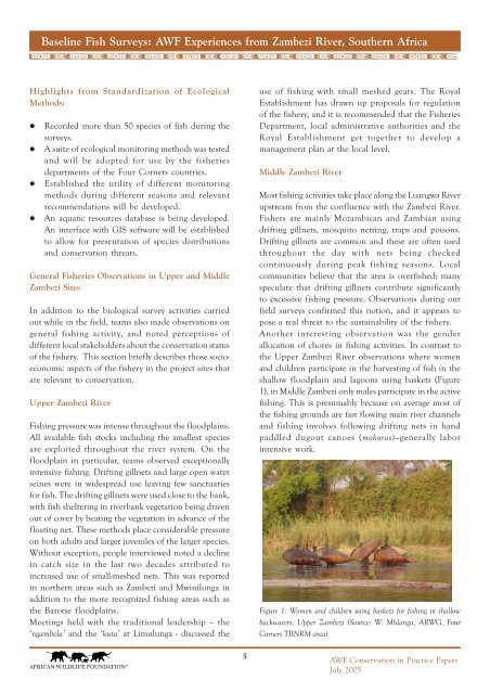 Baseline Fish Biodiversity Surveys - African Wildlife Foundation