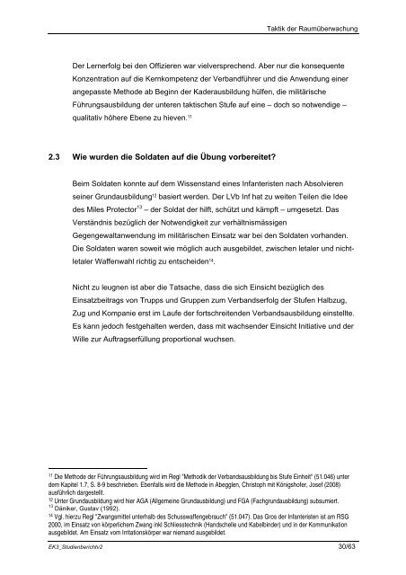 Die Inf Kp ES 08/11 im Raumsicherungseinsatz Auswertung und ...