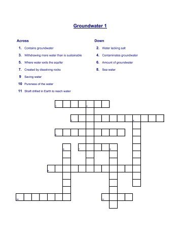 Groundwater Crossword Puzzles