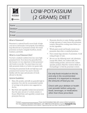 Potassium and Your CKD Diet National Kidney Foundation low potassium diet how many grams