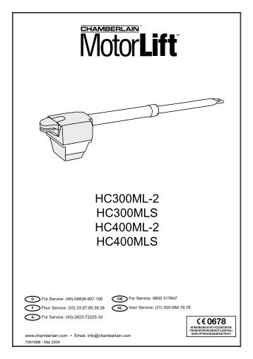 HC300ML-2 HC300MLS HC400ML-2 HC400MLS - Chamberlain