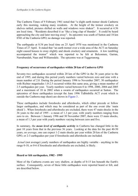 Earthquakes in the Canberra Region - Geoscience Australia