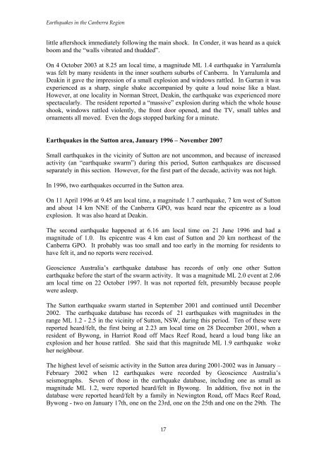 Earthquakes in the Canberra Region - Geoscience Australia