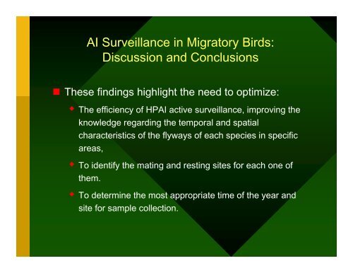 HPAI H5N1 Surveillance in Migratory Birds in Egypt - Middle East