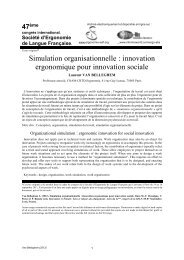 Simulation organisationnelle : innovation ergonomique ... - Ergonomie