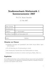 Studiennachweis Mathematik 1 Sommersemester 2007