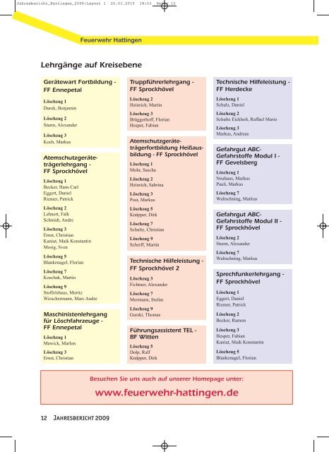 Jahresbericht Hattingen 2009 - Feuerwehr Hattingen
