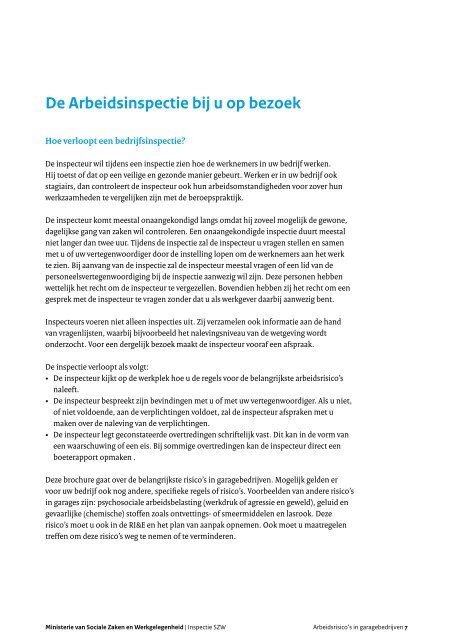 Arbeidsrisico's in garagebedrijven - Inspectie SZW