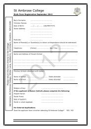 Sixth Form External Application Form - St Ambrose College