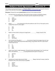 Subject-Verb Agreement â Exercise 5 - Grammar Bytes!