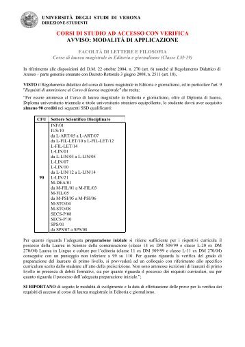 pdf (it, 31 KB, 7/21/10) - UniversitÃ  degli Studi di Verona