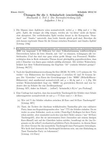 Stochastik 2, Teil 1: Die Normalverteilung (§3) - matheprof.at