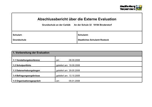 Abschlussbericht über die Externe Evaluation - Schule an der Carbäk