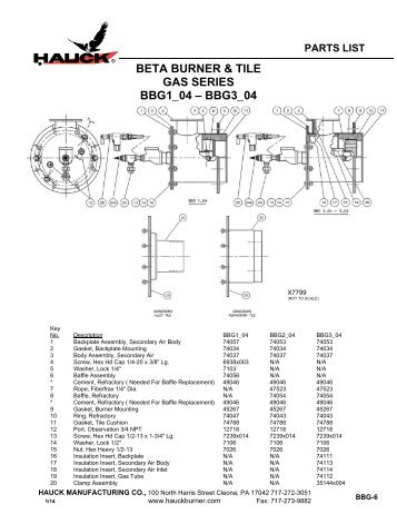 beta burner & tile gas series â pilot ignition bbg1104 â bbg3104