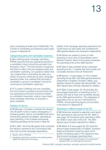 Election 2005: campaign spending - Electoral Commission