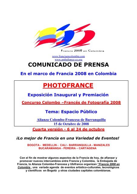 COMUNICADO DE PRENSA concours photo Bquilla