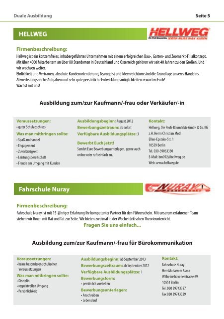 Ausbildungsbroschüre - Quartiersmanagement Moabit West