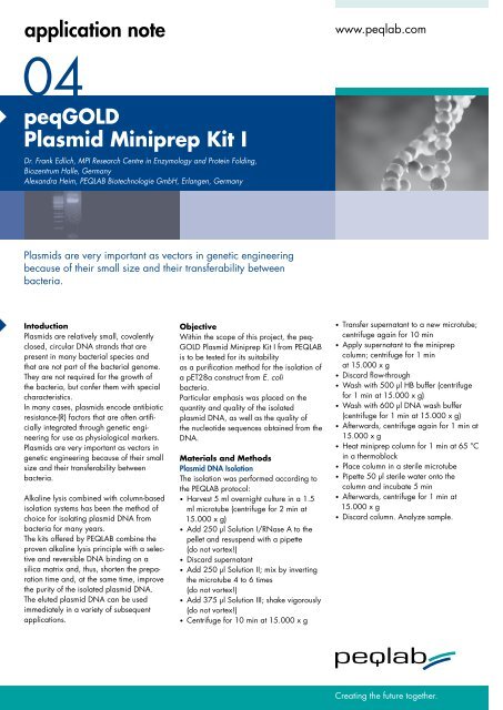 peqGOLD Plasmid Miniprep Kit I - Peqlab