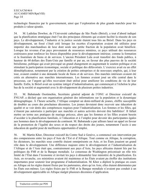 Rapport de la sixiÃ¨me rÃ©union conjointe - United Nations Economic ...