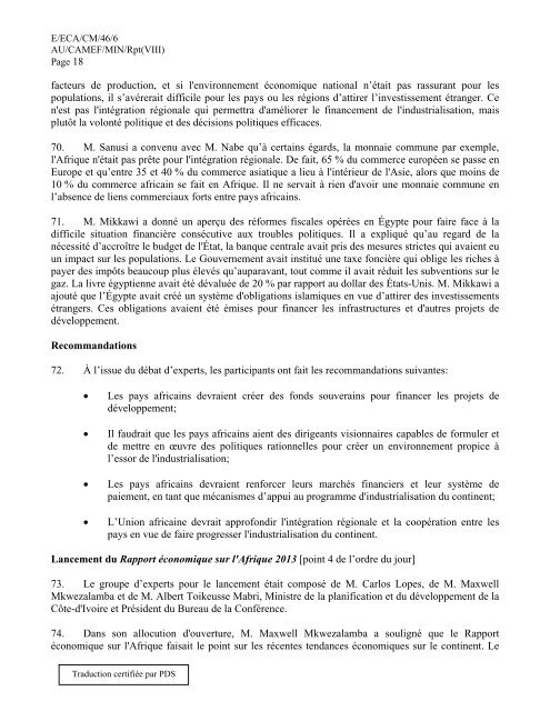 Rapport de la sixiÃ¨me rÃ©union conjointe - United Nations Economic ...