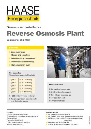 Flyer Reverse Osmosis Plant - Haase Energietechnik