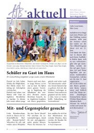 SchÃ¼ler zu Gast im Haus Mit- und Gegenspieler gesucht