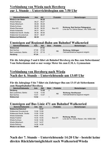 Fahrplan - Wieda 2012-2013