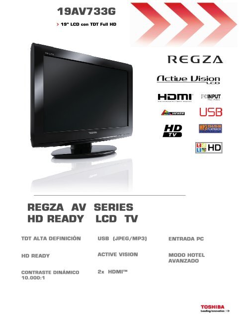 19AV733G REGZA AV SERIES HD READY LCD TV - Toshiba