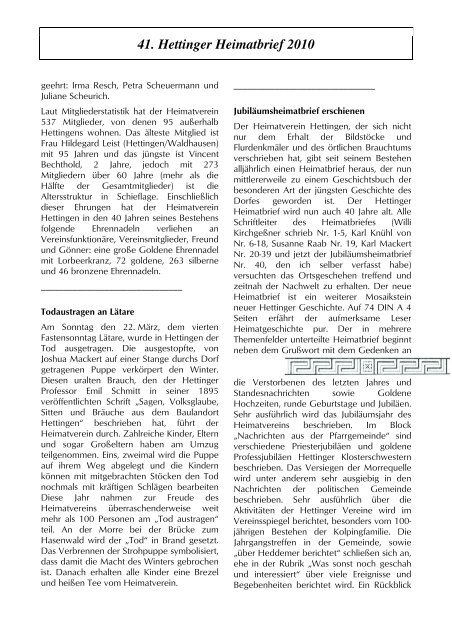 41. Hettinger Heimatbrief 2010 - Protendics