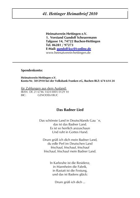 41. Hettinger Heimatbrief 2010 - Protendics