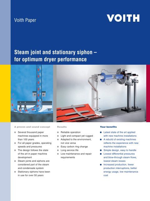 Steam joint and stationary siphon â€“ for optimum dryer  - Voith