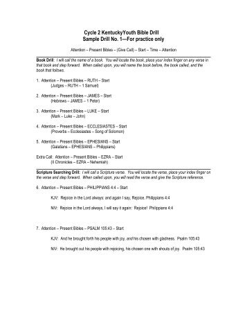 Cycle 2 KentuckyYouth Bible Drill Sample Drill No. 1âFor practice ...