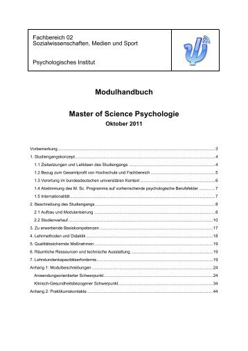 Modulhandbuch Master of Science Psychologie - im ...