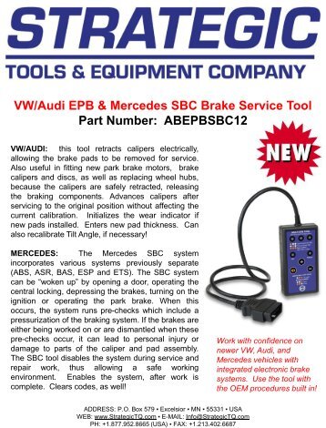 VW/Audi EPB & Mercedes SBC Brake Service Tool ... - Strategic Tools