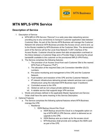 MTN MPLS-VPN Service - MTN Business