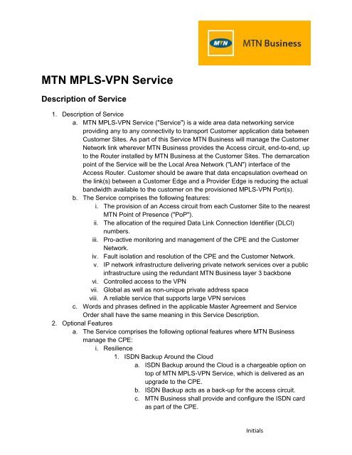 MTN MPLS-VPN Service - MTN Business