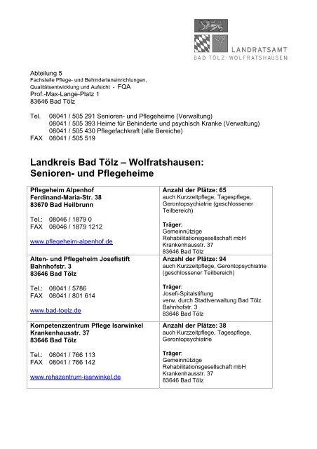 Wolfratshausen Senioren Und Pflegeheime Byte2
