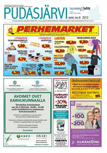 PudasjÃ¤rvi-lehti nro 8 20.2.2013 Talvinen SyÃ¶te -teema