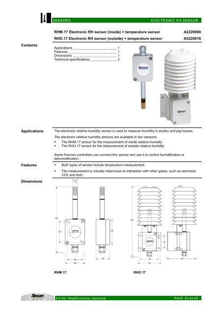 RHM.17 Electronic RH sensor (inside) + ... - Farmi Tilatech Oy